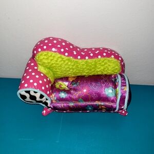 VIntage * Fashion Doll Plush Sofa * Multicolor * Patchwork Style * Groovy Girl *